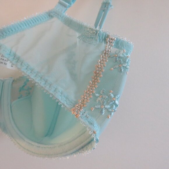 MARIE JO L'AVENTURE Eloise Plunge Floral Lace Bra in Sea Clearwater Green 32E - Picture 11 of 14